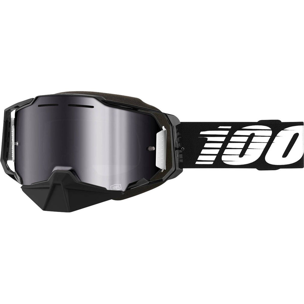 100 Percent Armega Snow Goggles Black - Silver Flash Mirror