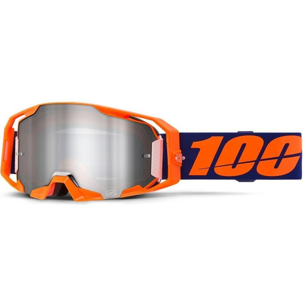 100 Percent ARmatic Goggles - Neon Orange Silver Mirror
