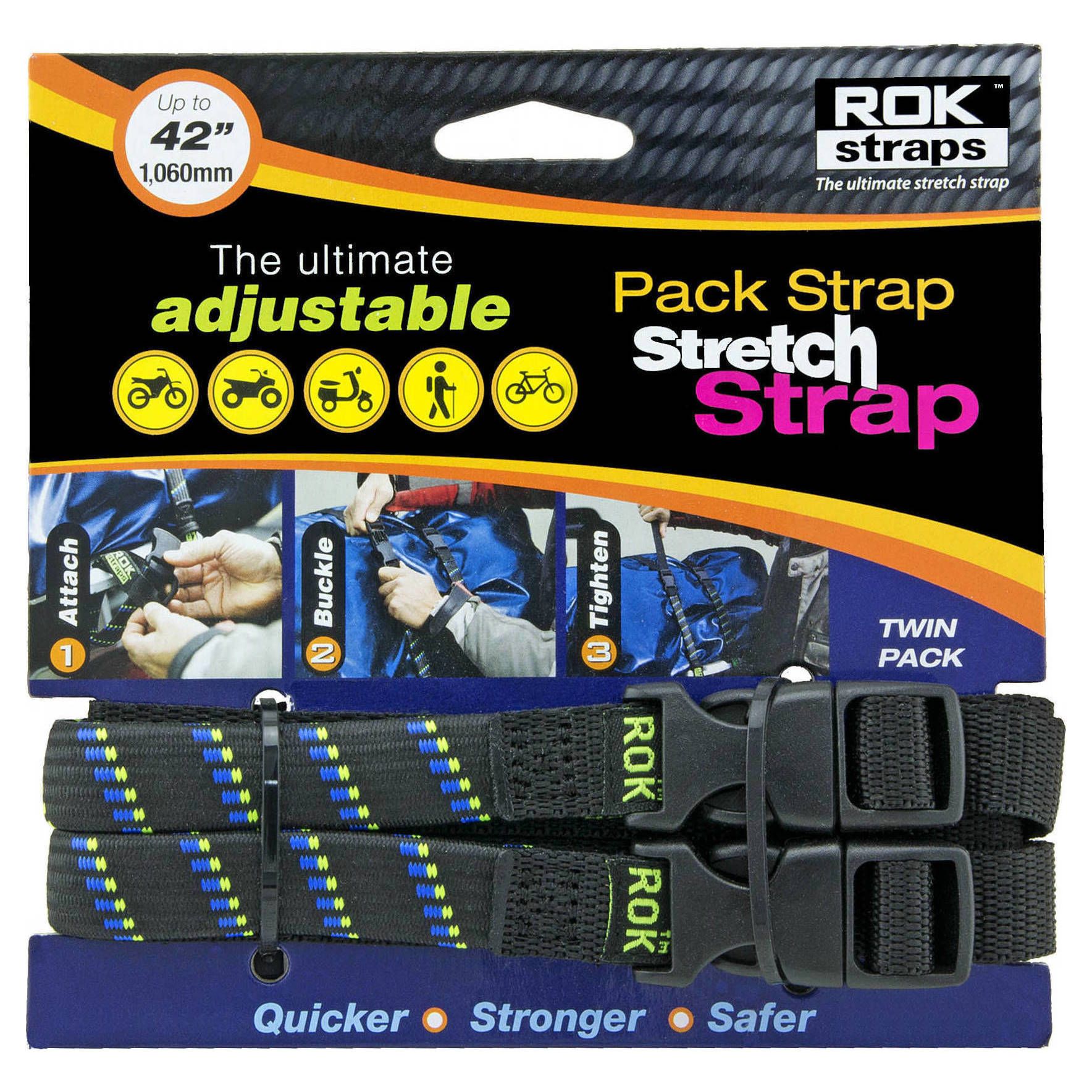 ROK Pack Adjustable Stretch Straps - Medium Duty - 5/8" x 42"